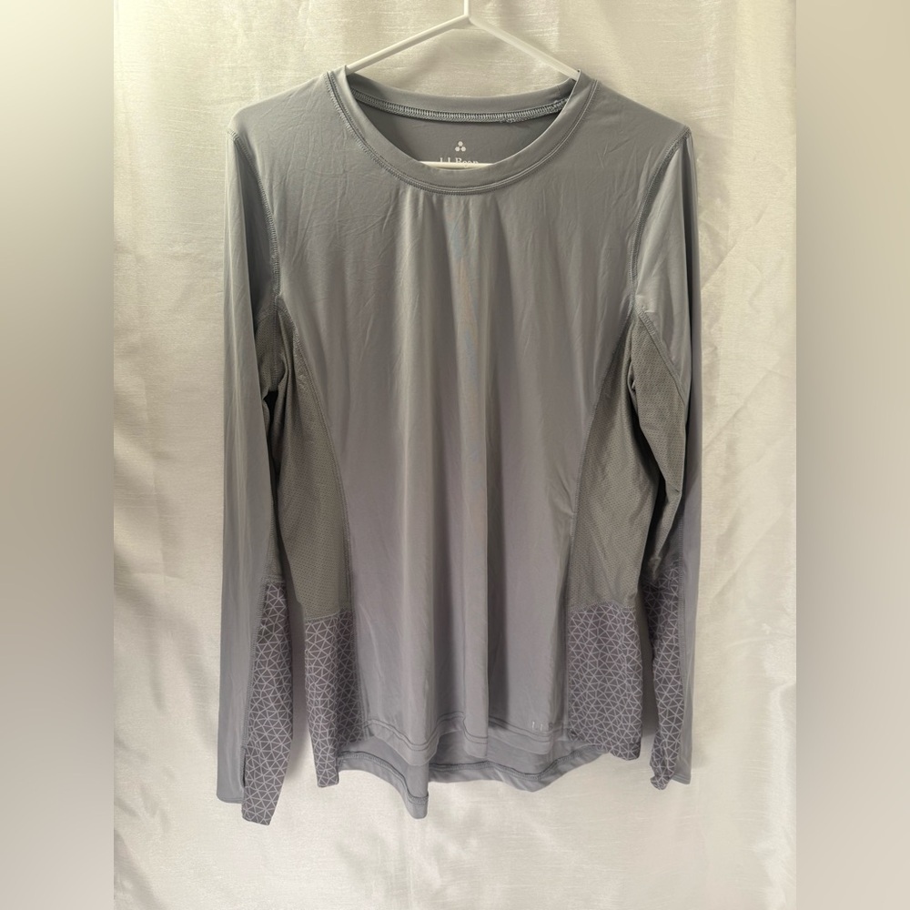 Women’s L.L Bean Sport Shirt Long Sleeve Tee Gray Size L